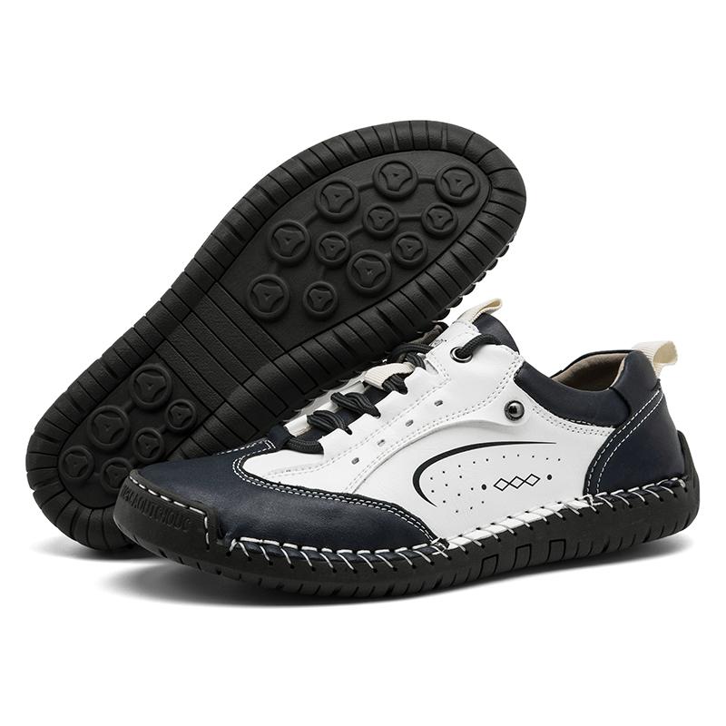 New Men's Casual Shoes Hand-Sewn Lace-Up Style Comfortable Leather Oxford Footwear Trendy Men's Footwear