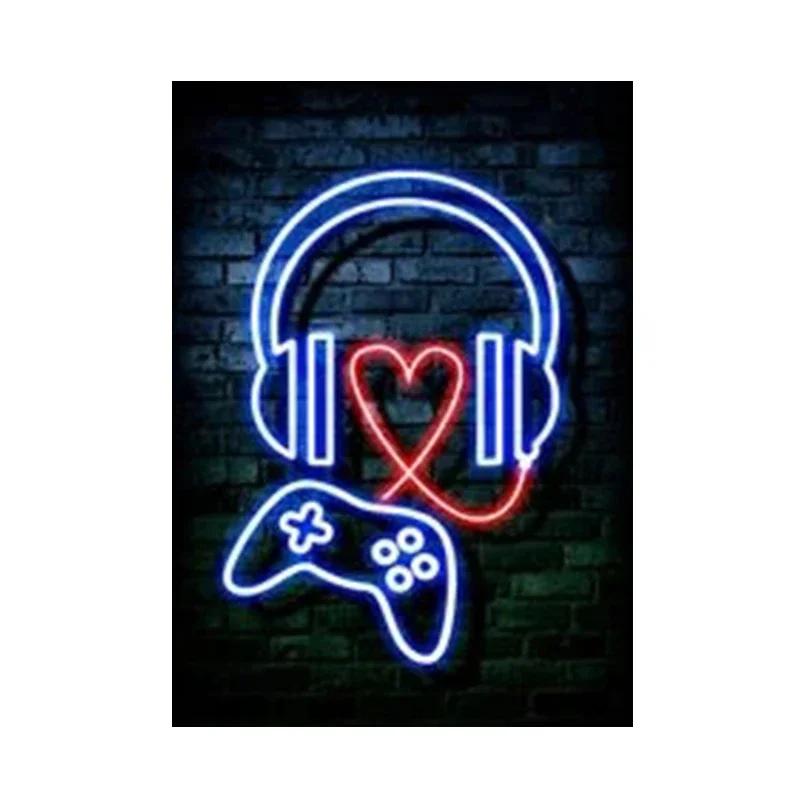 Nordic Cats And Gaming Neon Art Posters and Prints Canvas Painting Wall Pictures for Boys Game Room Wall Decor Home Decor