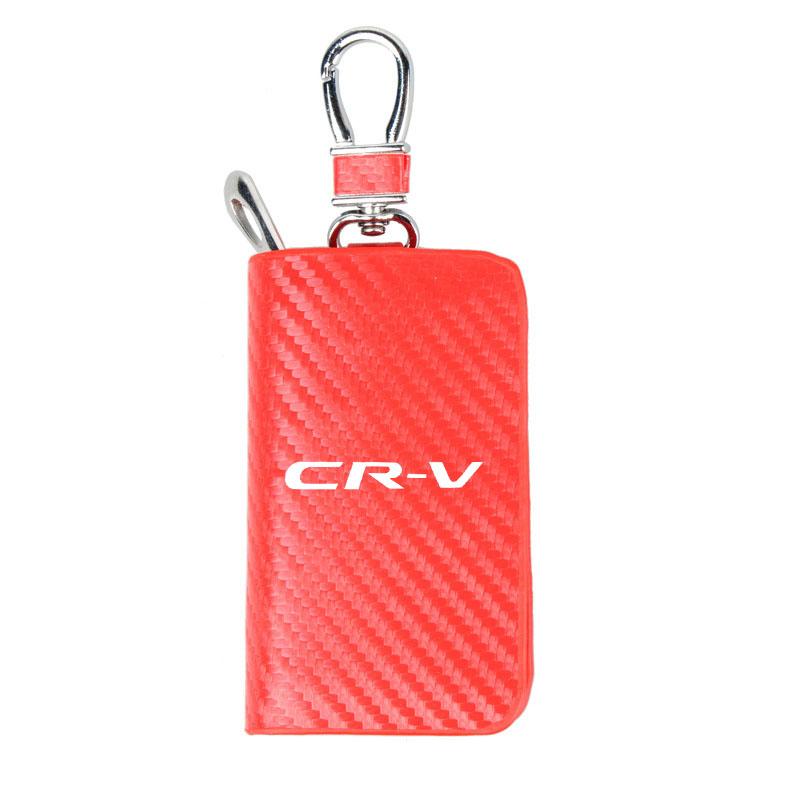 

For Honda CRV CR-V 2018 2015 2016 2017 2019 2020 Leather Car Key Protection Shell Bag Carbon Filber Car Key Case червоний