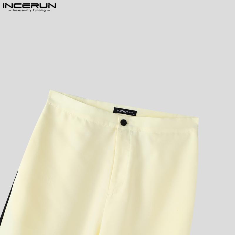 INCERUN Men Stitching Sleeveless Buttons Waistcoat And Long Straight Pants Sets