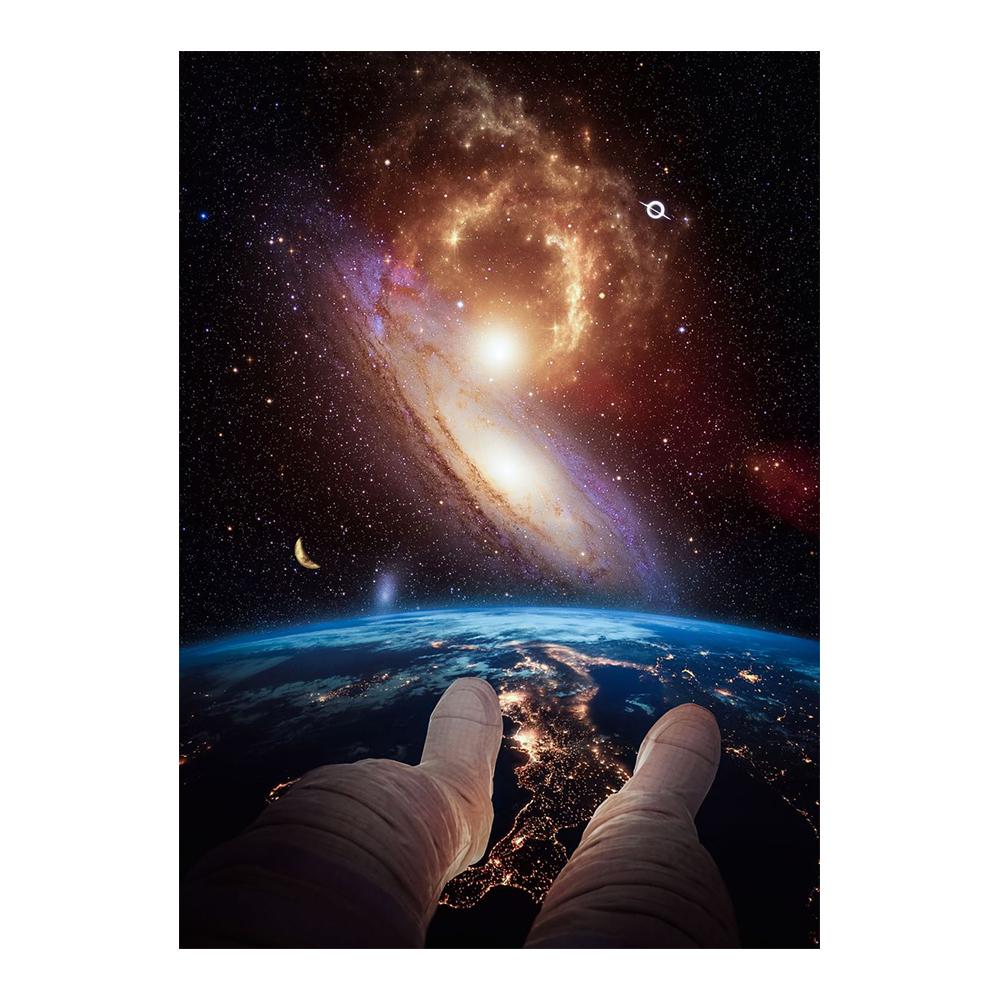 Astronaut Drinks Beer on The Moon While Watching The Earth Being Destroyed Canvas Painting Posters Prints Living Room Wall Art Pictures