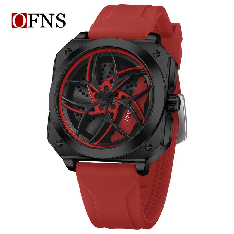 European-Style Men's Sport Quartz Watch with Waterproof Skeleton Design and Versatile Silicone Strap