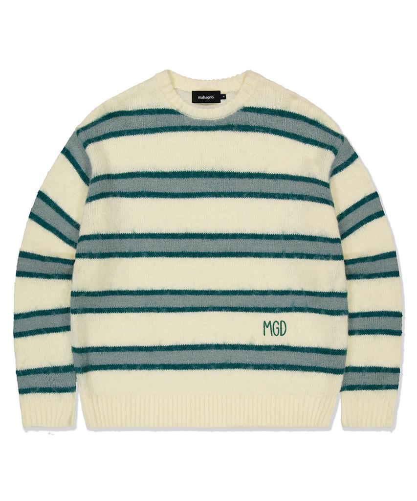 MAHAGRID Hairy Stripe Knit Sweater Ivory(Mg2Ffmk600A)