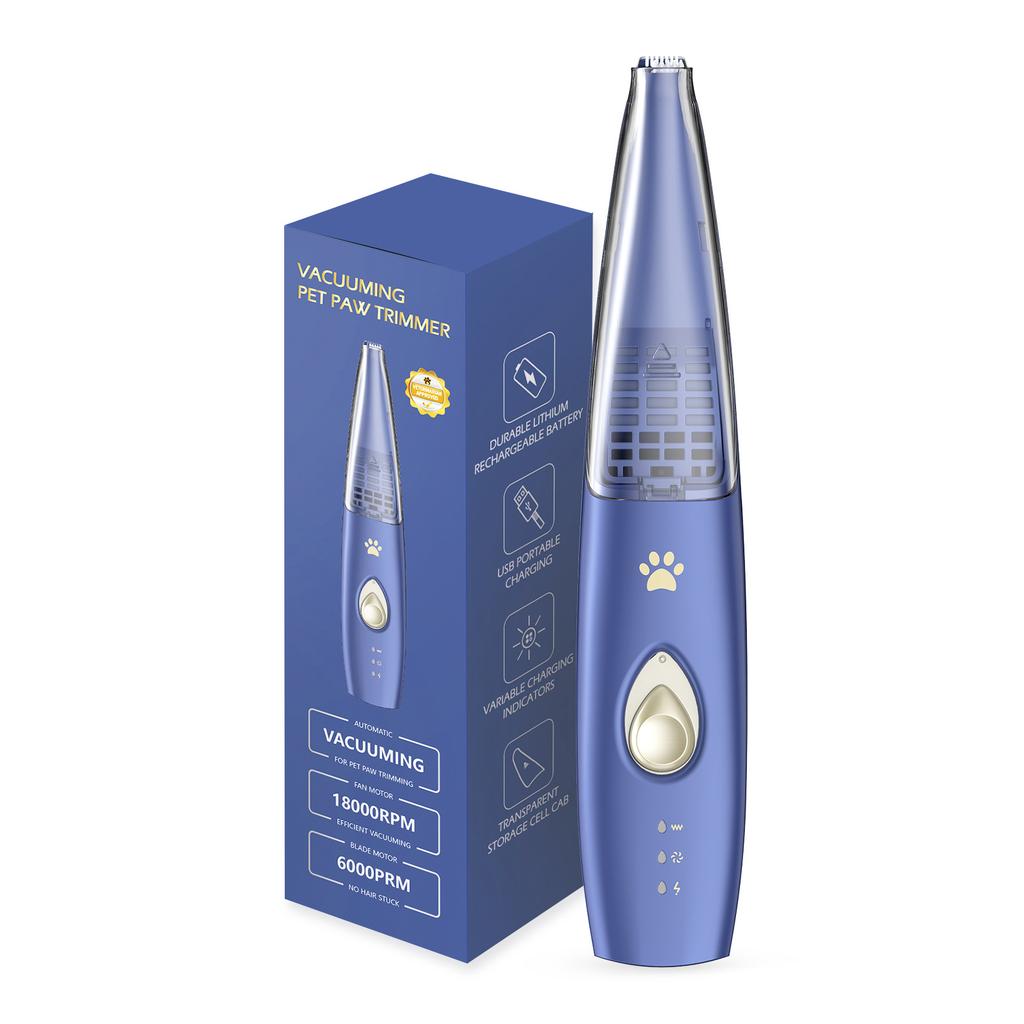 Professional Low Noise Vacuuming Pet Paw Trimmer Dogs Cats USB Rechargeable Safe Ceramic Blade ABS No Mess Hair Clipper