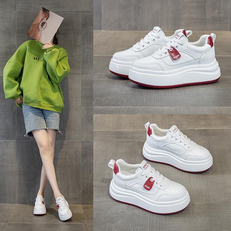 Spring new inner heightening thick-soled casual little white shoes lace-up wedge heel fashion small single shoes student shoes women's shoes