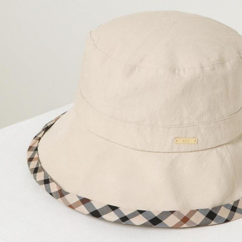 Daks Ivory Check Cotton Linen Blend Bucket Hat Dbhe2e123