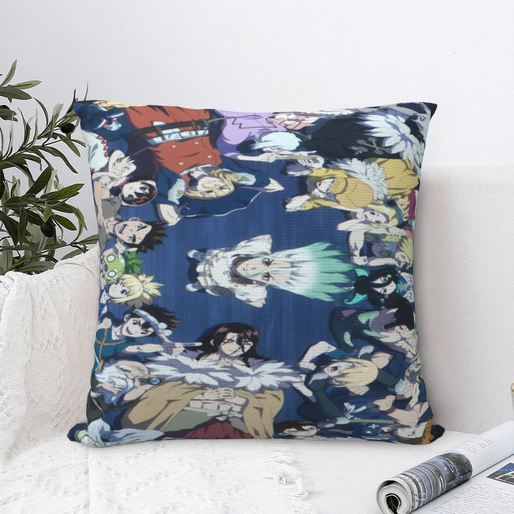 Bed Decor Dr Stones Anime Manga Pillowcases Stuff Pillow Covers Square Multiple Sizes