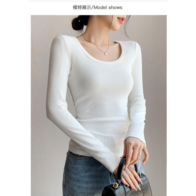 Quality bottoming shirt women s new early autumn U-neck long-sleeved T-shirt S