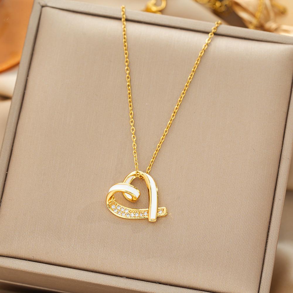 Japan and South Korea Simple Popular Wind Titanium Steel Necklace Female Niche Exquisite Internet Celebrity Zircon Clavicle Chain High-end Jewelry