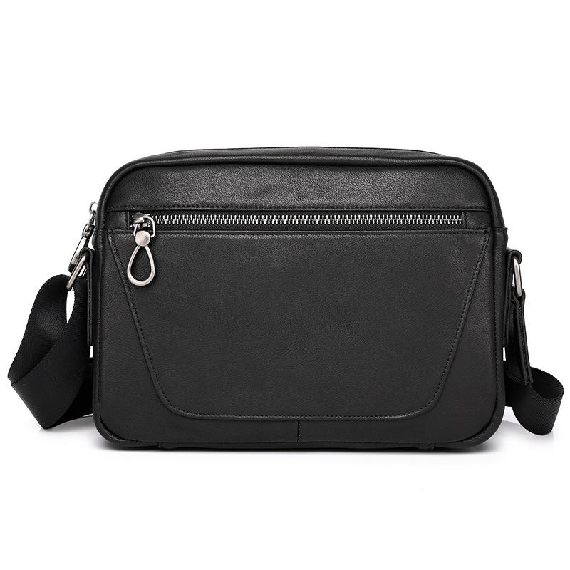 

Men S Bag Single Shoulder Messenger Bag Diagonal Across The First Layer Cowhide Small Bag Retro Casual Tooling Versatile чорний