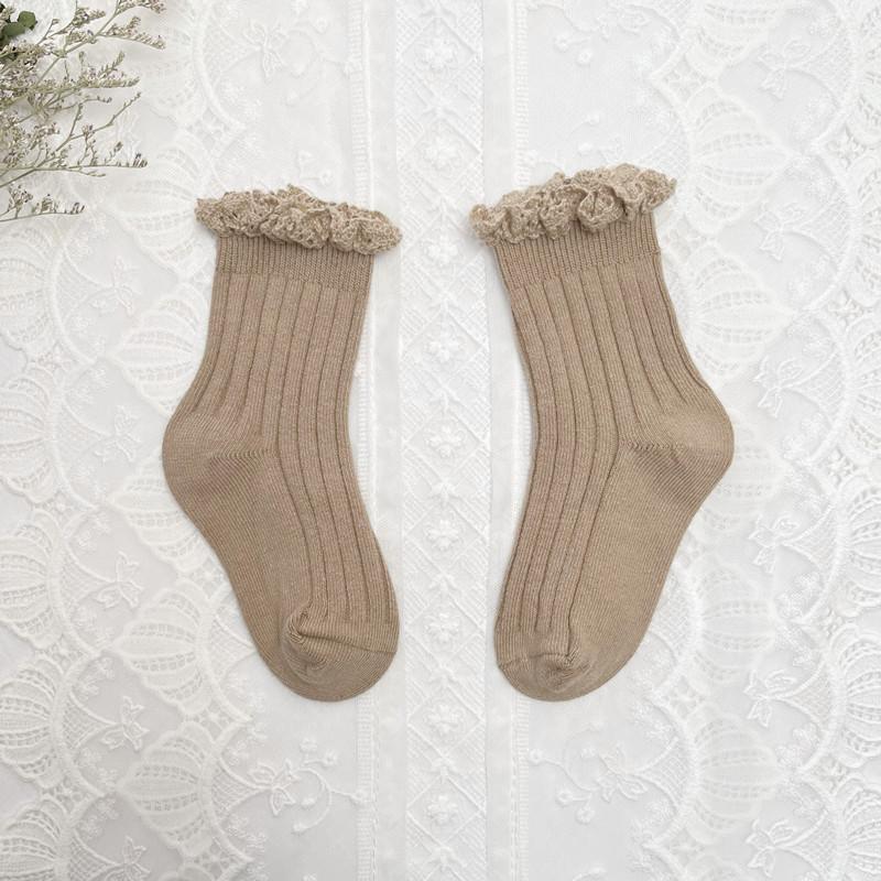 Ruffle Kids Knee High Socks Baby Girls Toddlers Long Soft Cotton Sock Lace Flower Children School Uniform Socks For 0-8Years