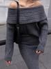 2024 European & American Style Off-the-Shoulder Knitted Sweater Two-Piece Set with Long Sleeves