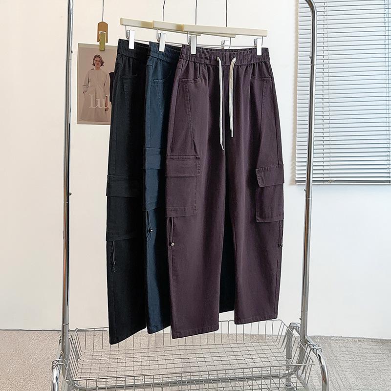 

Women s Multi-Pocket Loose Fit Cargo Jeans - Nine-Point Length, Plus Size (Autumn Edition) 6XL (180-210 jin) фіолетовий