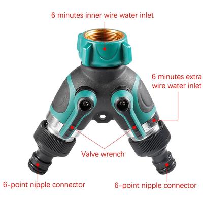 1pc EU/US 3/4 Inch 2-Way Garden Hose Splitter, Y-Type Outdoor Faucet Connector