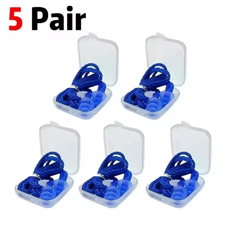 1-10 Pairs Noise Cancelling Silicone Earplugs Reusable Earplug with Rope Waterproof Swimming Rubber Ear Plugs Come with Box