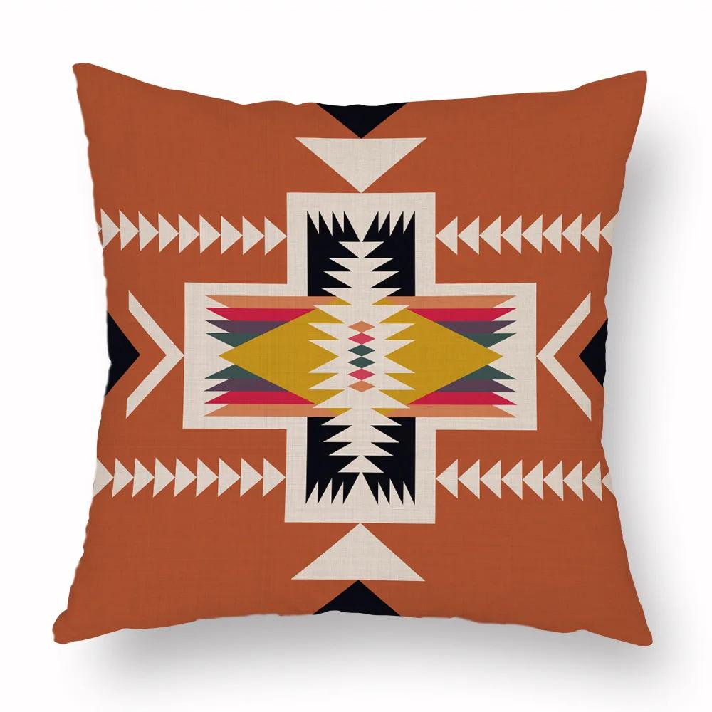 Colorful Navajo Aztec Geometric Printing Pattern Cushion Cover Home Living Room Sofa Decorative Pillow 45*45Cm