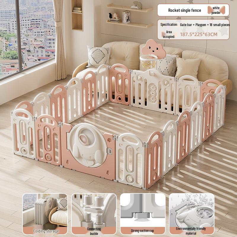 Stackable Baby Basketball Play Fence with Crawling Mat - Indoor Child Safety Solution for Living Room