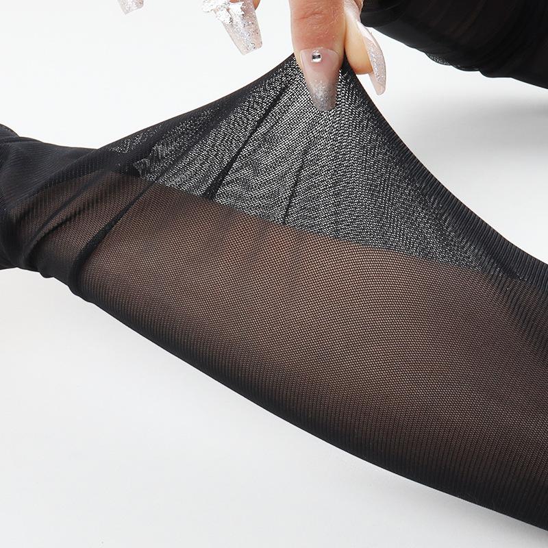 Women Sexy 48Cm Transparent Mesh Hook Finger Gloves Elasticity Soft Solid Long Fingerless Cosplay Party Show Accessories