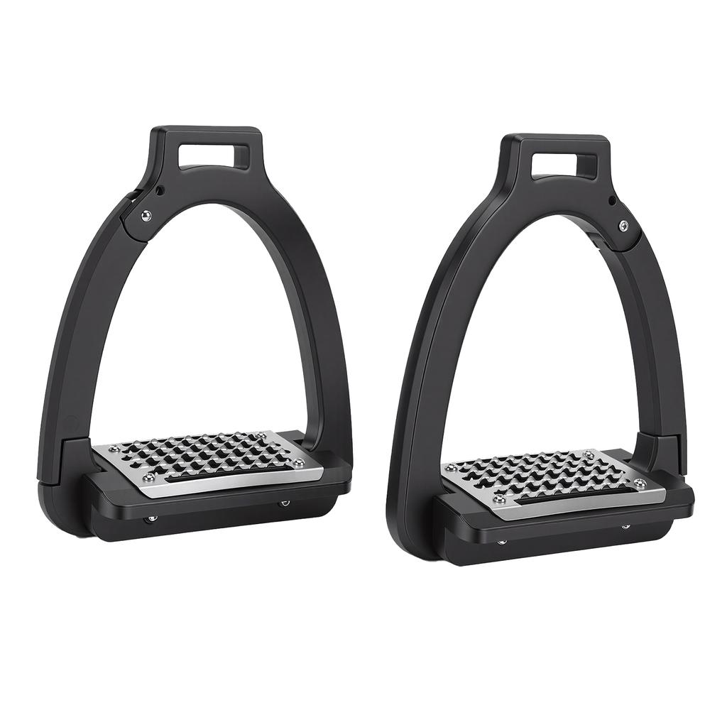 1 Pair Horse Stirrups Alloy Side Opening Safety Stirrup with Anti Slip Pads for Training Practice