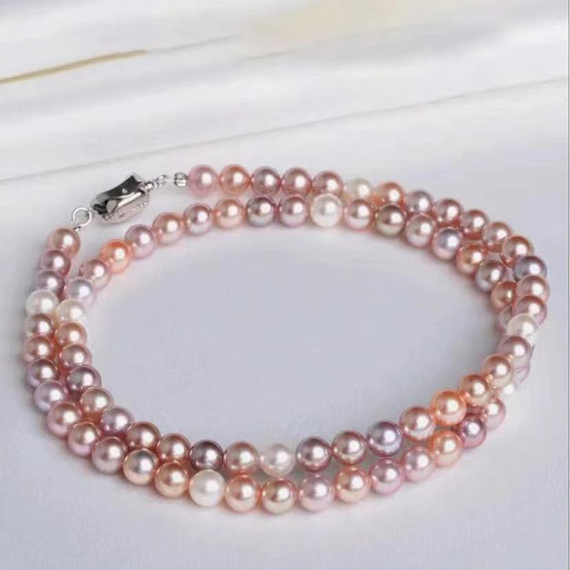 Natural freshwater pearl necklace Xiaoxiangfeng collarbone chain colored candy necklace wholesale