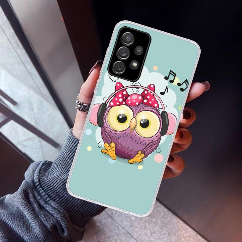Baby Cute Owl Lover Cartoon Candy Winter Phone Case For Samsung Galaxy A17 A16 A26 A36 A56 A15 A25 A35 A55 A14 A13 A54 A53 A34 A