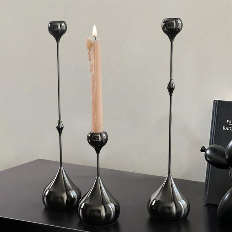 3Pcs Silver Gold Black Tabletop Candle Holders Romantic Art Table Decoration Wedding Photography Props Desktop Ornaments