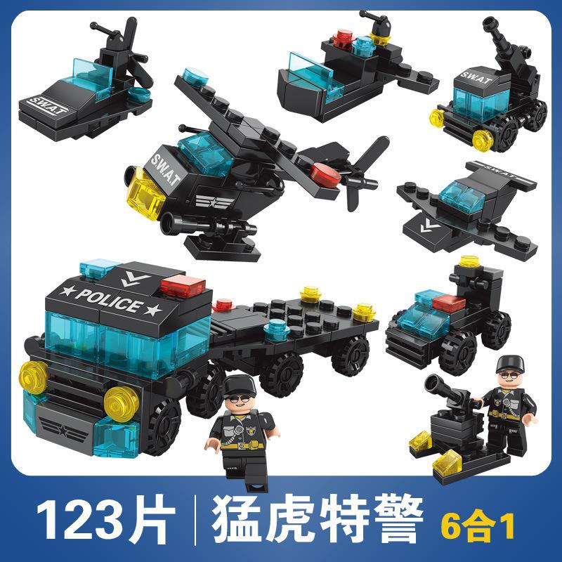 Compatible Building Block Small Particles Fire Brigade Police Military Tank Building Block Assembly Children Educational Toys