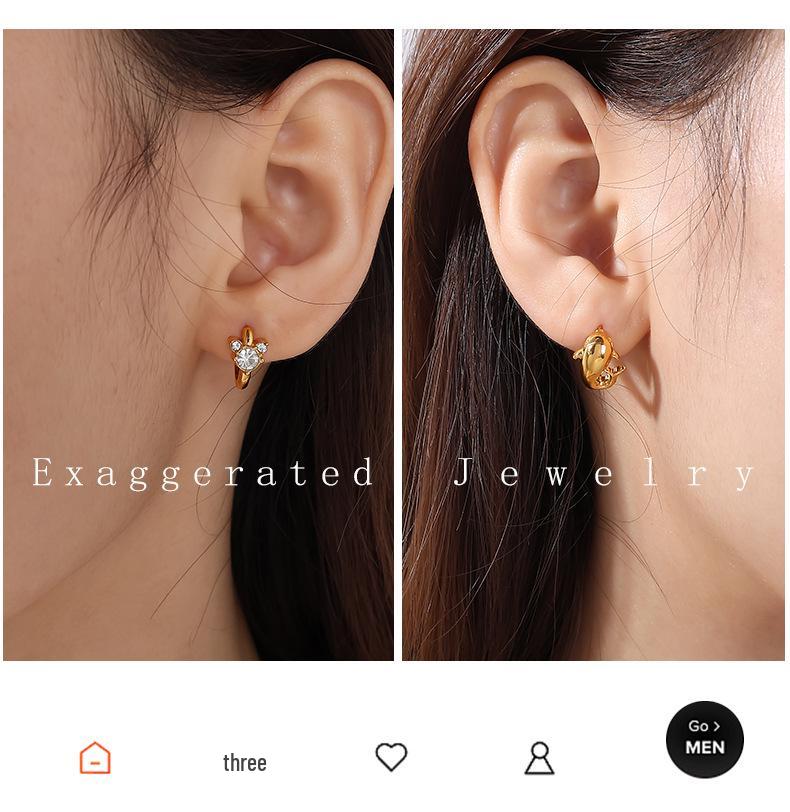 INS Style 18K Gold-Plated French Zirconia Earrings: Butterfly & Rabbit Design for Women - Lightweight, Colorfast, High-End Feel