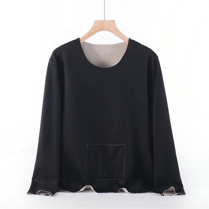 

Женское двухстороннее термобелье с пескоструйной обработкой, теплая рубашка с длинным рукавом из немецкого бархата с двумя карманами 6XL