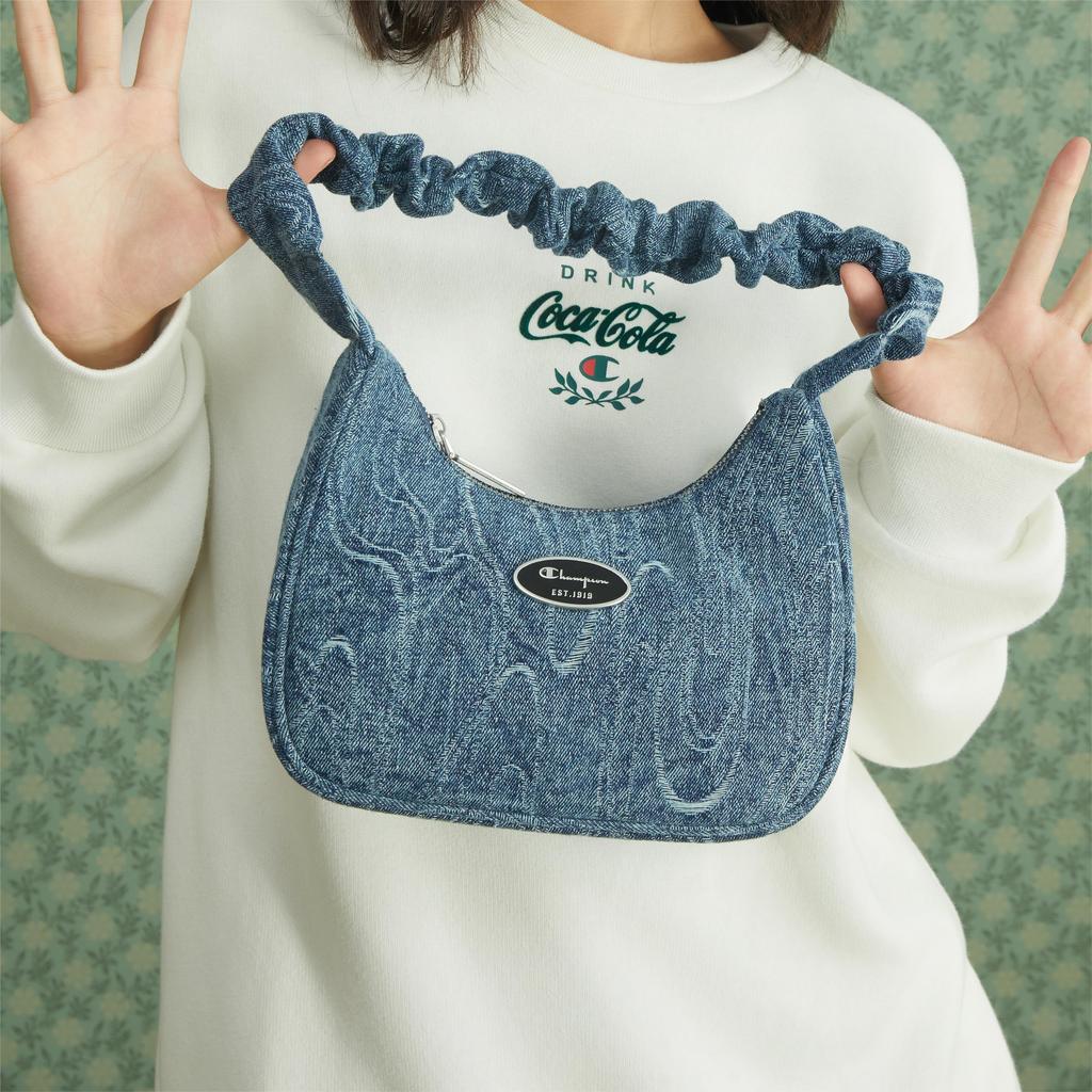 Champion Twisted Underarm Bag Script Logo Enamel Tag Pleated Hair Tie Shoulder Strap Casual Versatile Synthetic Leather Shoulder Bag Small U4AACPU14