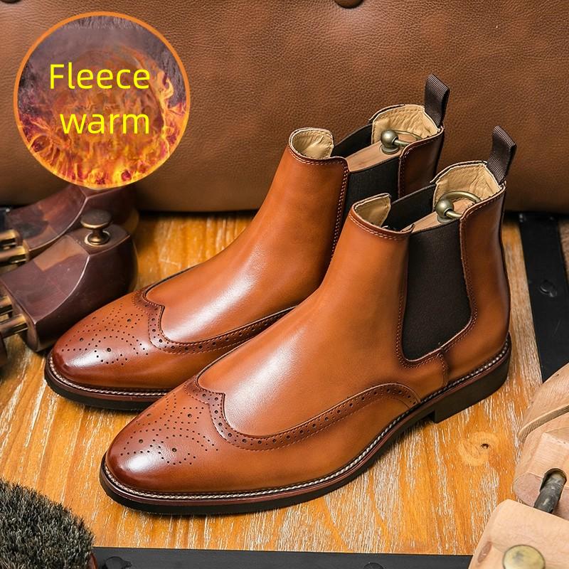 Classic Men Chelsea Leather Boots Black Brown British Casual Business Brand Brock Shoes Social Boots Sizes 38-46 Men Boots