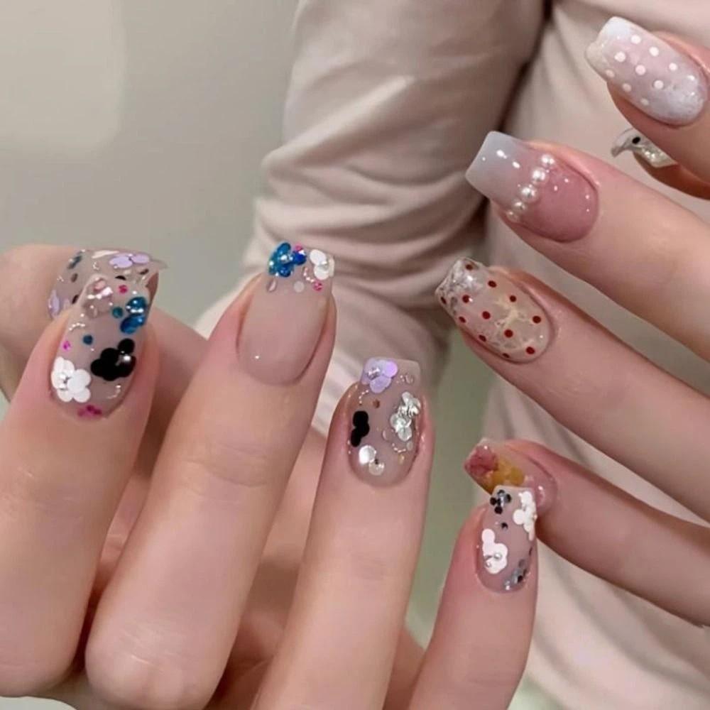 Decorazioni Mini Rotonde a Pois Glitterate per Unghie Fai da Te Patchwork Rotondo con Paillettes Decorazioni per Unghie Uso Professionale