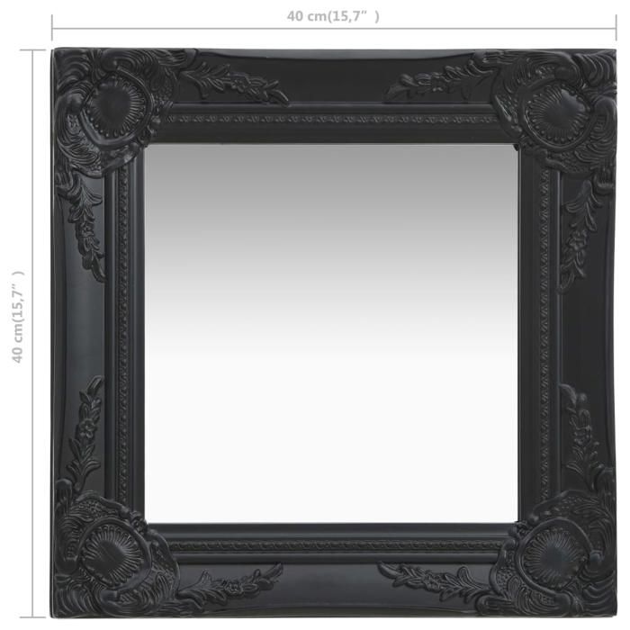 VidaXL Wall Mirror Baroque Style 40x40 Cm Black 320307