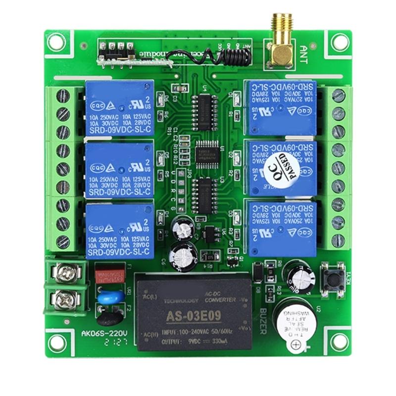 315Mhz/RF433Mhz Wireless Remote Control Switch DC 12V-24V Relay 6CH Receiver Controller and 6Button Transmitter
