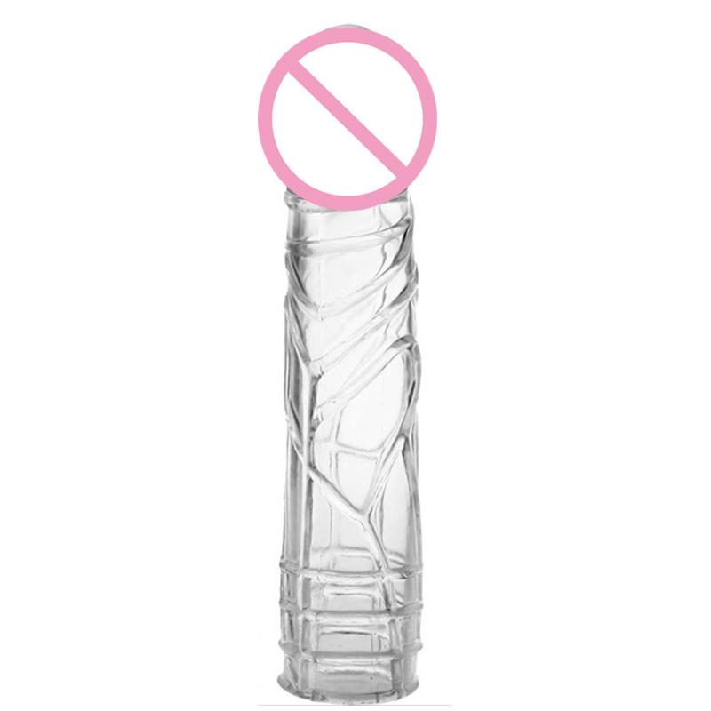 Penis Enlargement Sleeve Reusable Condoms Male Penis Extension Sleeves Delay Ejaculation Dildo Cover Adult Sex Toys for Men