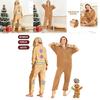 Gingerbread Man Hooded Pajamas Cosplay Costume For Women Boys Girls Xmas