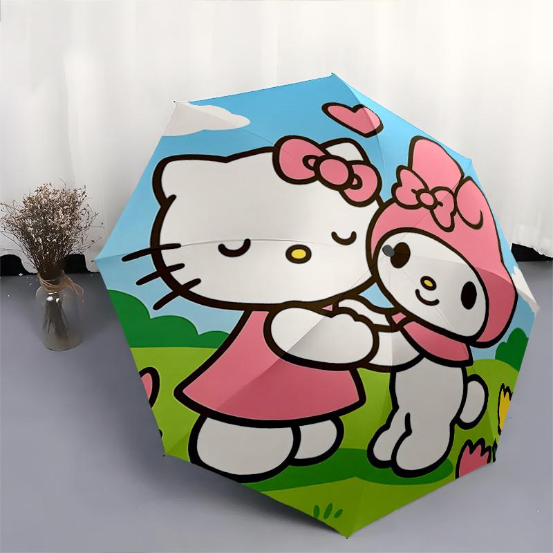 1pc Hello Kitty & My Melody Outdoor Umbrella - Automatic Opening/Closing Umbrella with Foldable Design, Iron Frame, Suitable for Fans, Travelers, Dail