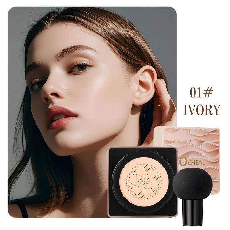 Foundation with Mushroom Head Air Cushion, BB Cream, CC Cream Flawless Lightweight Full Coverage Long Lasting Moisturizing Concealer Foundation 01# IVORY