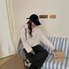 Turn-down collar, scissor collar, long-sleeve knit shirt for women, new loose plus-size thickened pullover top, export autumn and winter
