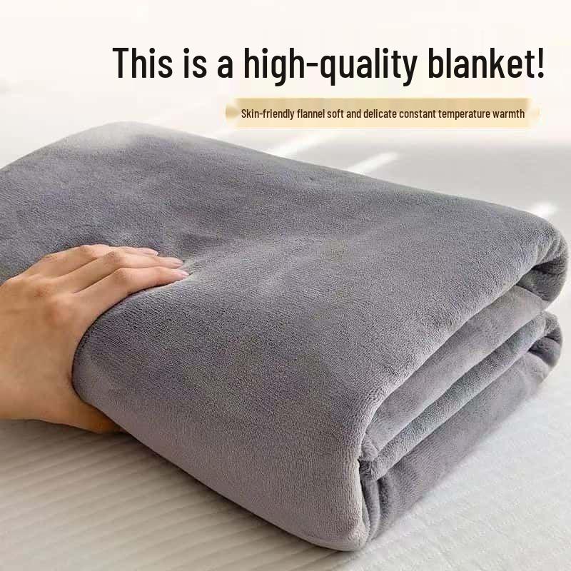 Thickened Coral Fleece Flannel Blanket for Home, Office, and Baby – Solid Color, Air Conditioning Quilt