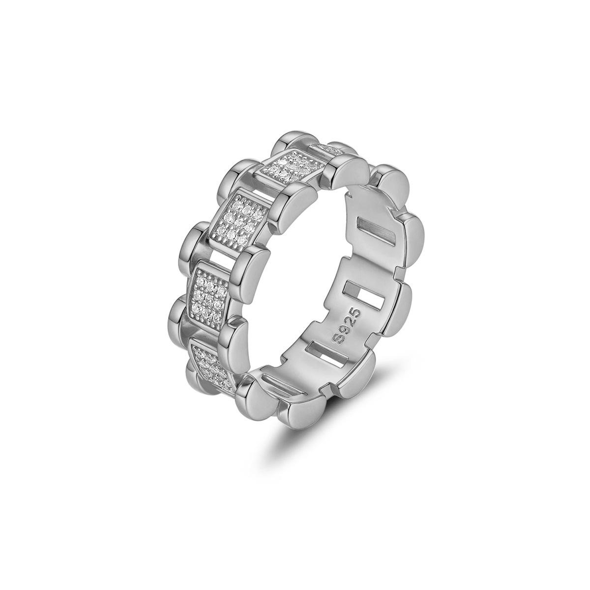 S925 Sterling Silver Moissanite Hip Hop Ring - Trendy European & American Design Size 7