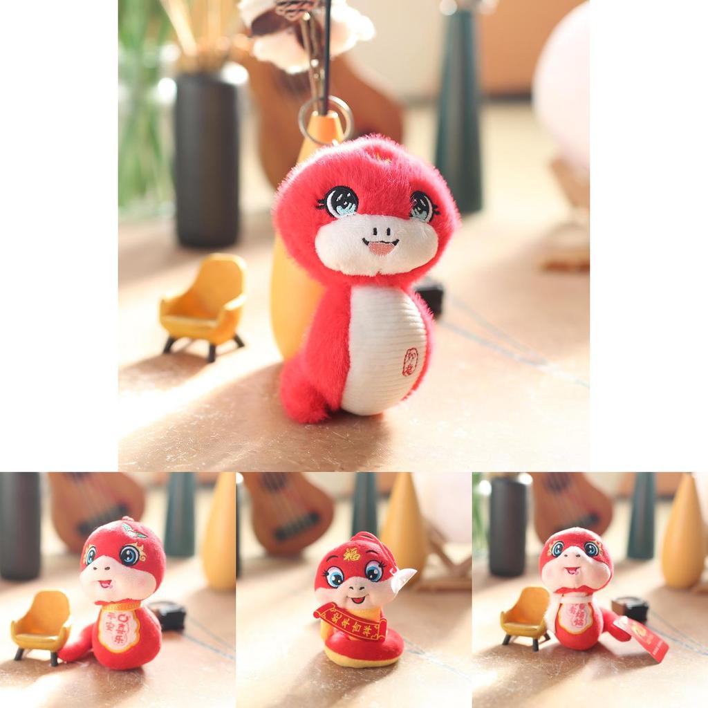 Snake Plush Keychain Bag Charm Chinese Zodiac Pp Cotton Stuffed Animal Gift Home Decor