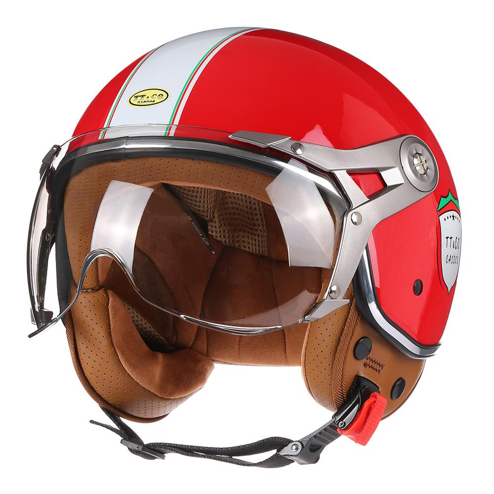 New Open Face 3/4 Motorcycle Helmet Retro Motorbike Helmets Vintage Chopper Capacete De Moto Bike Scooter With For Men Women DOT