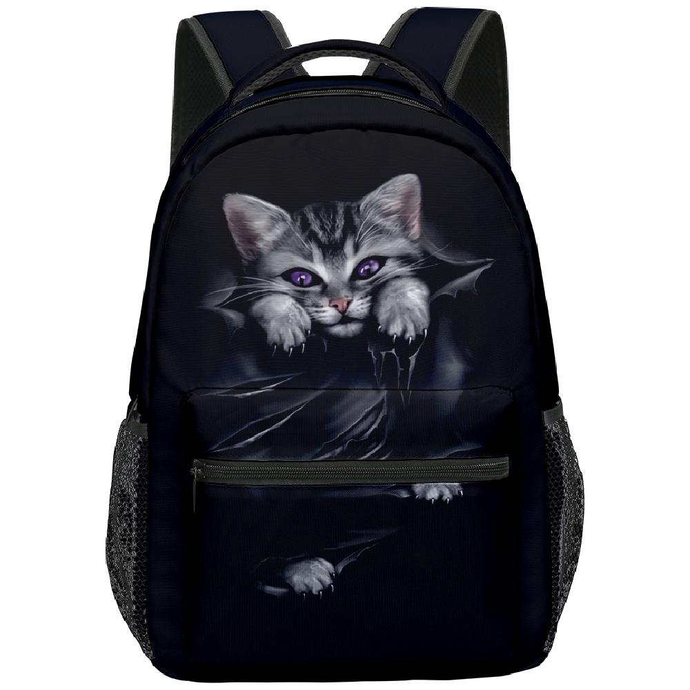 Cartoon Novelty Kpop Youthful School Bags Unisex Cat Pattern Travel Bags 3D Print Oxford Waterproof Notebook Shoulder Backpacks