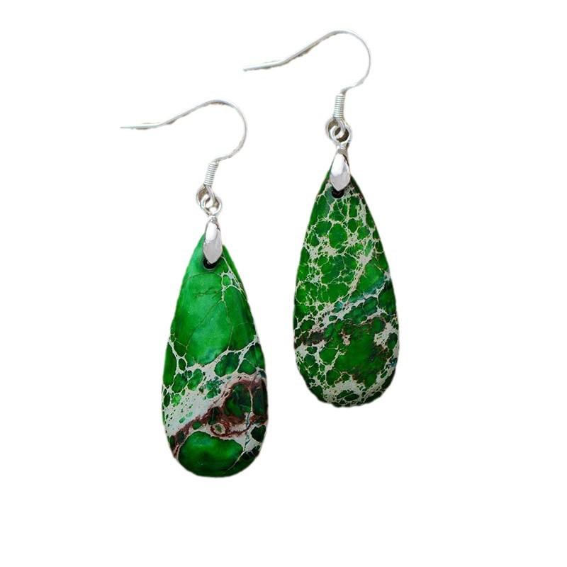 Luxury High Quality Natural Emperor Stone Water Drop Earrings Earrings European and American Popular Retro Jewelry