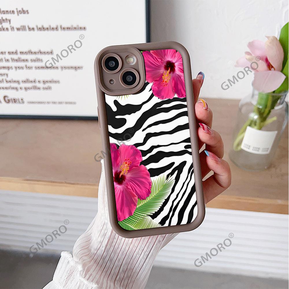 Hot-selling Black Zebra Pattern Flower Suitable for Apple 16pm Premium Mobile Phone Case iPhone17 Silicone Soft Case