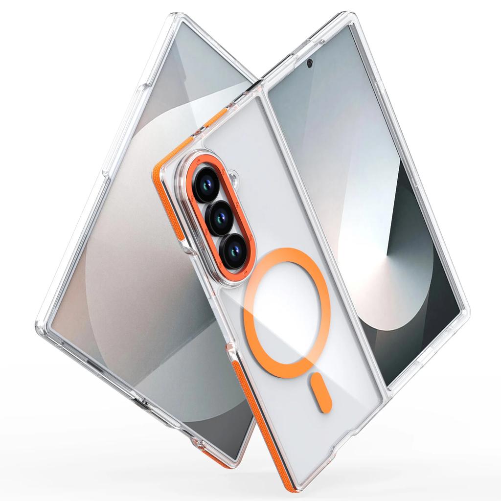 For Samsung Galaxy Z Fold 7 Case Hard Transparent Magsafe Magnetic Wireless Charging Protective Cover for Z Fold 7 6 Phone Shell