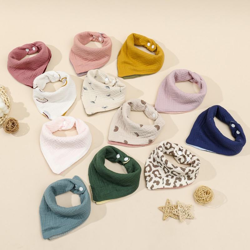 4-Layer Cotton Muslin Drool Bib Babies Toddler Triangle Soft Absorbent Baby Unisex