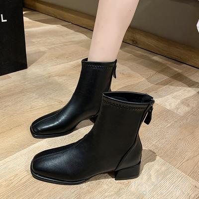 Жіночі ankle boots для схуднення з короткого плюшу Осінь Зима Жіночі Лаконічні На Товстому Підборі Короткі Botas Zapatos De Mujer