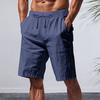 Men Summer Beach Shorts with Pockets Drawstring Elastic Waist Solid